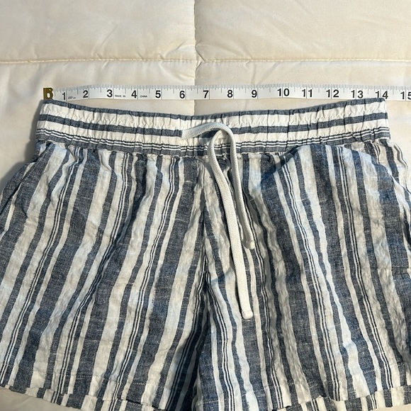 Standard James Perse Shorts Size 1 Women’s Blue & White 100% Linen Drawstring - Picture 2 of 6